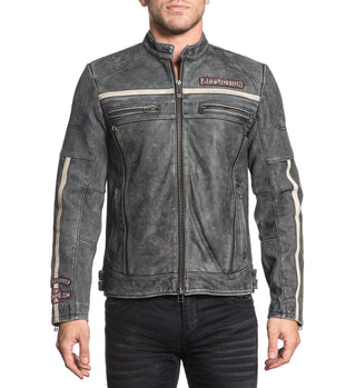 AFFLICTION Leather BLACK MOON RIDERS JACKET Grey