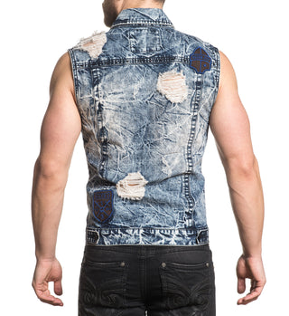 AFFLICTION GAUNTLET TRUCKER VEST MEN'S JACKET BLUE