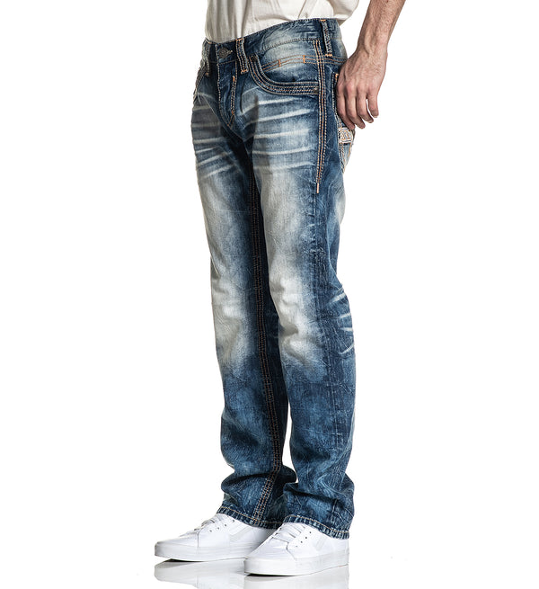 AFFLICTION ACE APEX PAGODA Men's Denim Jeans Blue