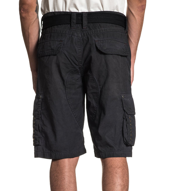 AFFLICTION Men's Short OPTIMAL CARGO BLACK BIKER Outwear short