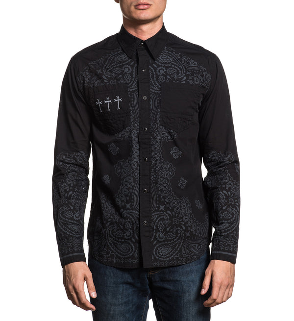 AFFLICTION CRUCIAL Men's Button Down Shirt