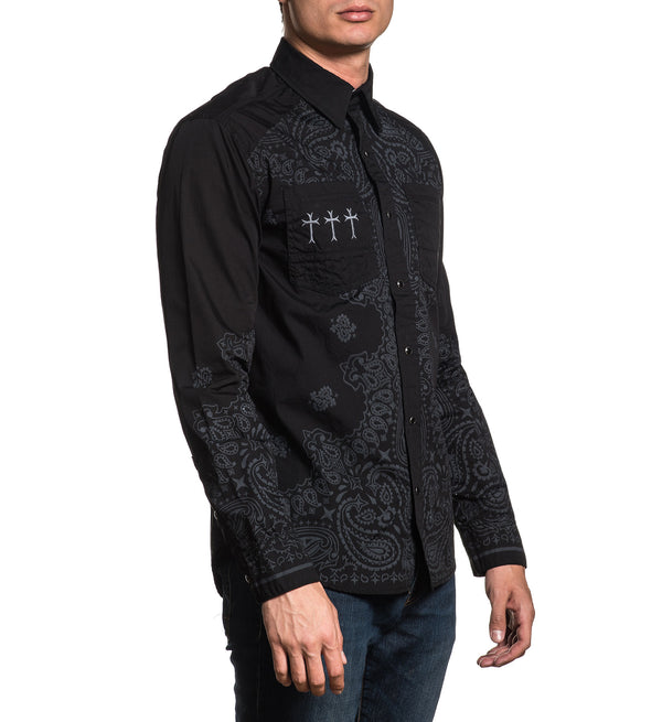 AFFLICTION CRUCIAL Men's Button Down Shirt