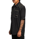 Affliction Men's Button Down Shirt TRENCH Woven Black