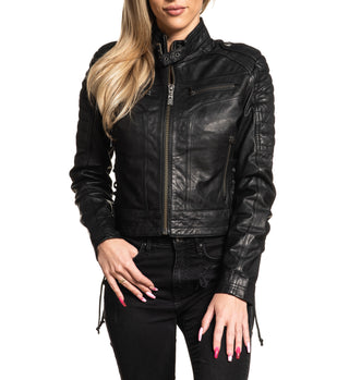 AFFLICTION Leather BLACKTAIL WOMEN'S JACKET Black