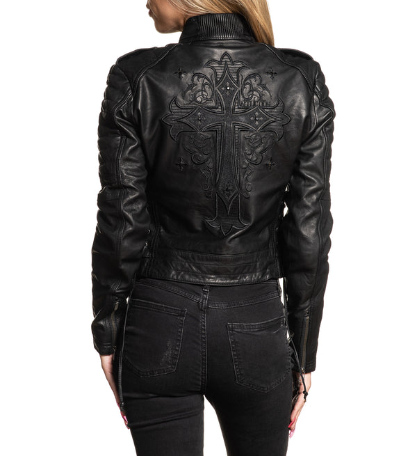 AFFLICTION Leather BLACKTAIL WOMEN'S JACKET Black