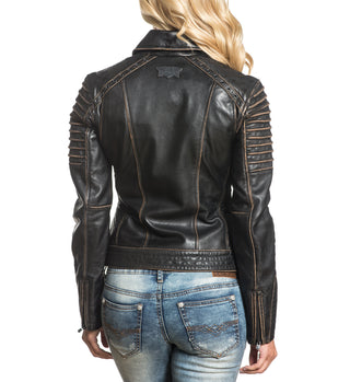 AFFLICTION Leather TRUE DESTINY WOMEN'S JACKET Black