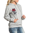 Affliction Red Roses Women Hoodie Heather Grey