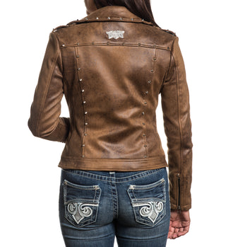 AFFLICTION Women's Jacket RUMOURS Brown Biker