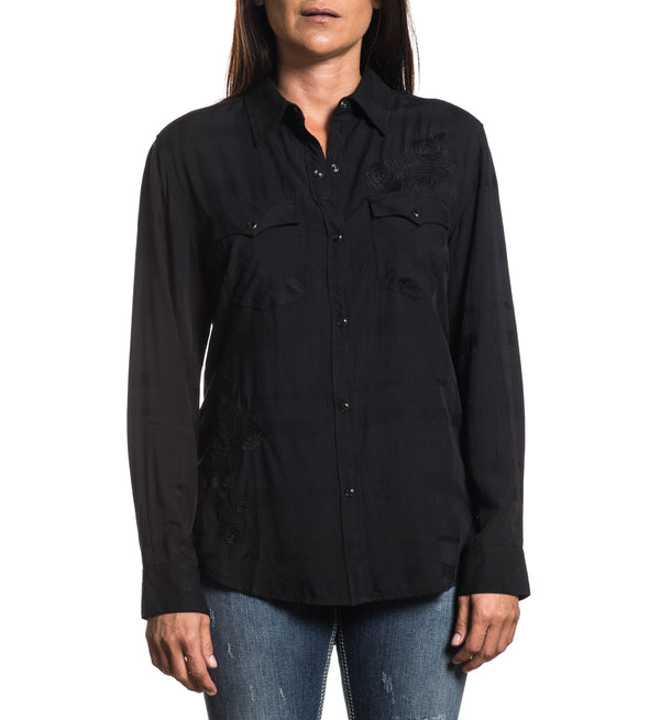 Affliction Women's Button Down NIGHTBIRD L/S Shirt