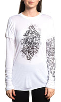 AFFLICTION Women's T-Shirt L/S CHANDLER 2FER Biker Tattoo