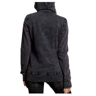 AFFLICTION CIPHER L/S MOTO Women's Zip Hood Jacket Black