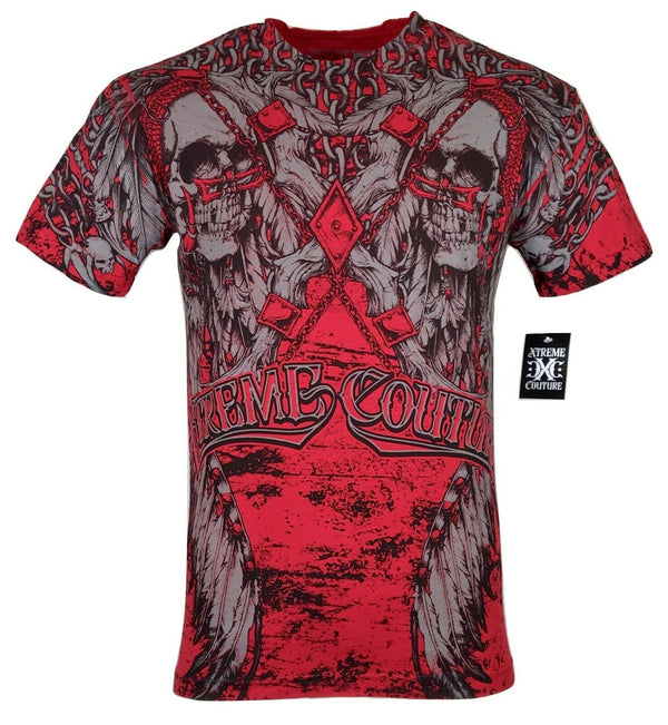 XTREME COUTURE by AFFLICTION Men's T-Shirt SPARE Tattoo Biker Red MMA S-4X