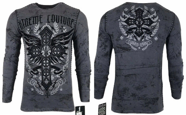 Xtreme Couture by Affliction Men's Thermal shirt STATUS UNKNOWN Biker