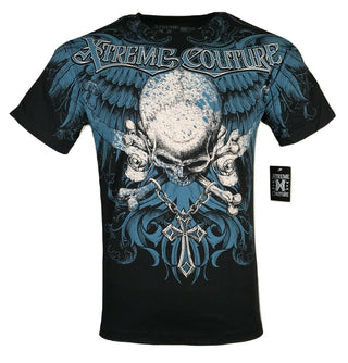 XTREME COUTURE by AFFLICTION Men T-Shirt LEONIDAS Biker SKULL MMA Gym