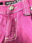 Affliction Women's Denim Shorts VIKKI IRIS PINK Mini Denim Short