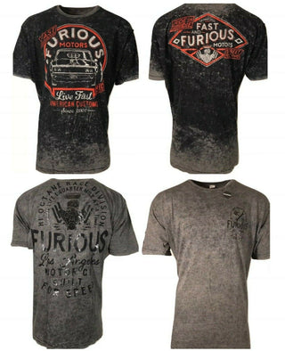 AFFLICTION FAST & FURIOUS Men's T-shirt Black Reversible