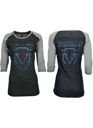 American Fighter Women's T-Shirt ROBERTSONS  Athletic Black Biker