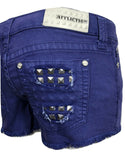 Affliction Women's Denim Shorts VIKI IRIS ROYAL BLUSHSHORT Denim Biker