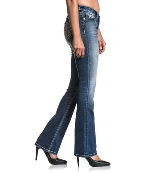 AFFLICTION Women's Denim Jeans JADE STANDARD CALI Embroidered Buckle B28