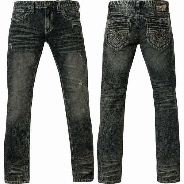 AFFLICTION ACE FLEUR RANGER Men's Denim Jeans Blue