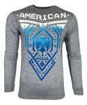AMERICAN FIGHTER Mens T-Shirt BLUE MOUNTAIN Premium Biker MMA Gym 10A