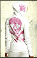 SINFUL by AFFLICTION Women's LUNAR HOODIE Jacket Skull Biker Pink Wings