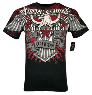 XTREME COUTURE by AFFLICTION Mens T-Shirt SKY Angel Biker BLACK Biker GYM