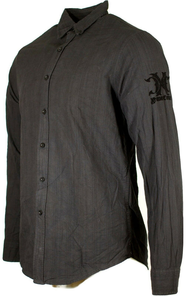 Xtreme Couture ROYALTY CROSS WING Men's Button Down Shirt Black
