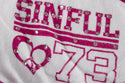 Sinful AFFLICTION Women's Short LUNAR SHORT Pink white Skull Wings Biker