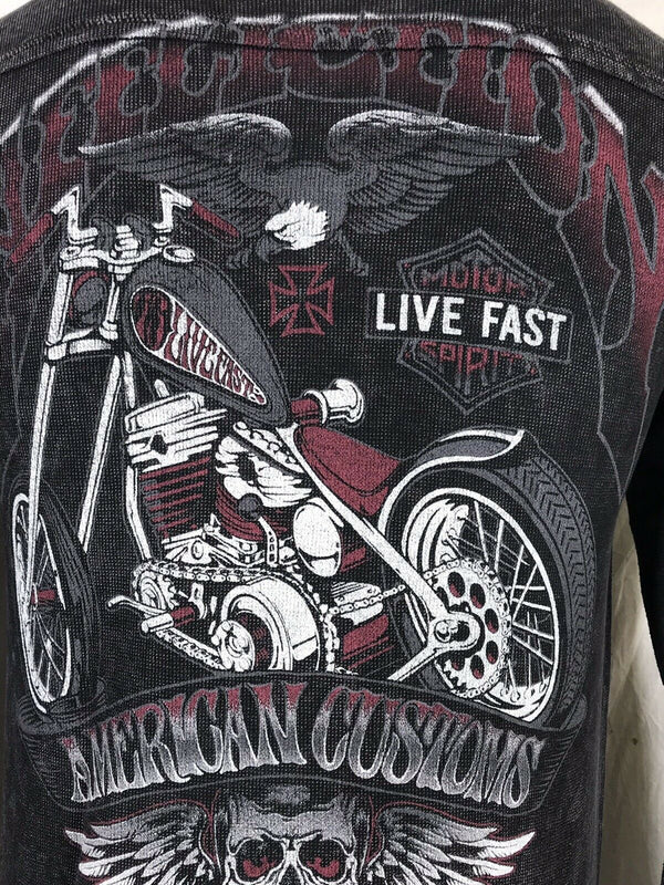 AFFLICTION Men's T-shirt STACKED MOTORS Biker Skull Cross MMA