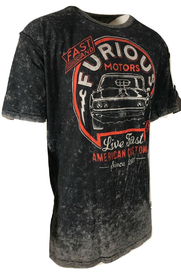 AFFLICTION FAST & FURIOUS Men's T-shirt Black Reversible