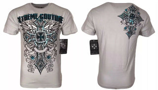 XTREME COUTURE by AFFLICTION Men T-Shirt POINT BLANK Skull Biker MMA Gym S-4X$40