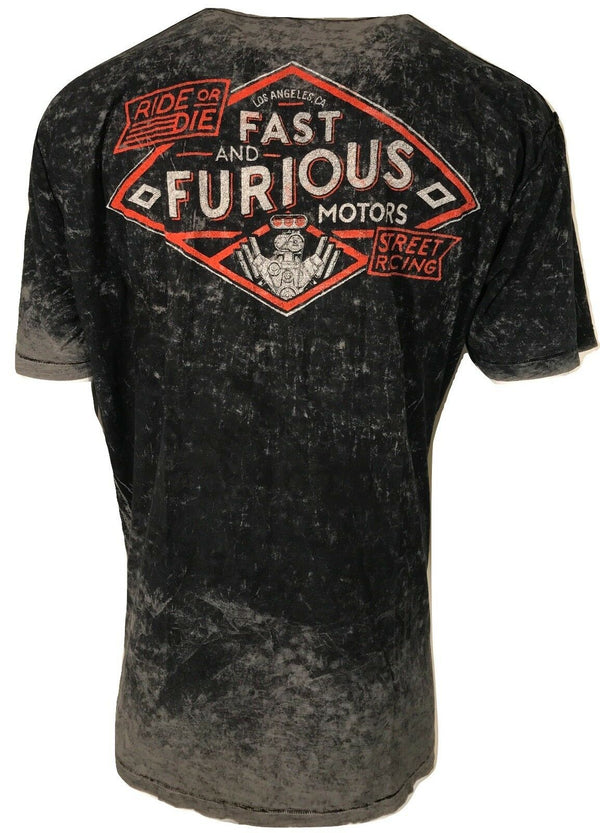 AFFLICTION FAST & FURIOUS Men's T-shirt Black Reversible