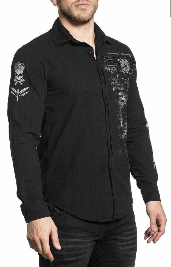 Xtreme Couture AFFLICTION Mens BUTTON DOWN Shirt CONNECT WING MMA GYM Roar