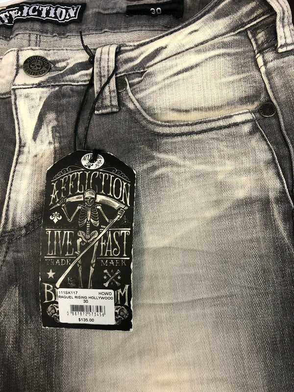AFFLICTION Women's Denim Jeans RAQUEL RISING HOLLYWOOD Embroidered Bukl  B39