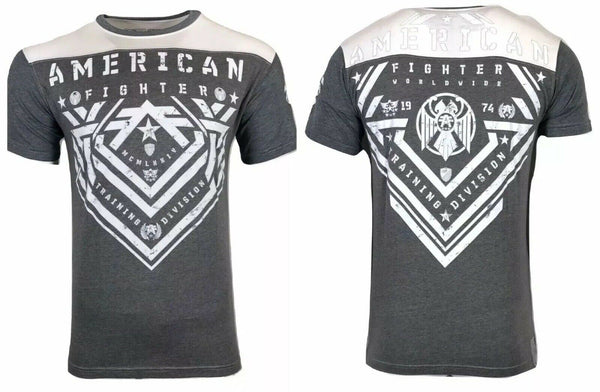 AMERICAN FIGHTER Mens T-Shirt PARKSIDE TEE Athletic Biker GRAY WHITE Gym MMA