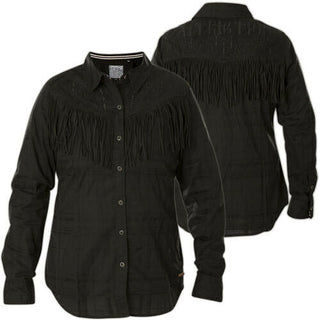 AFFLICTION Women's BUTTON DOWN Shirt Embroidered ROCK & FRINGE Woven