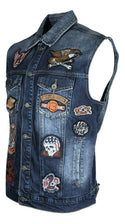 Affliction Premium JUST RIGHT Men's Denim Biker Vest Blue