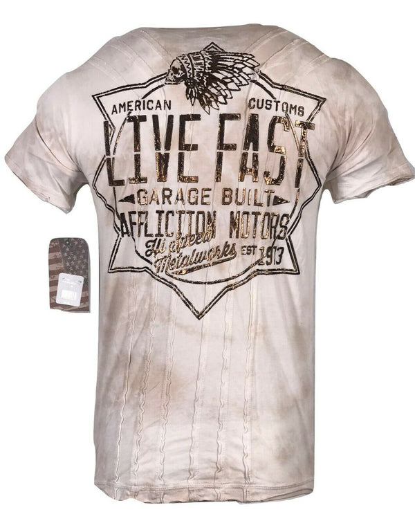 AFFLICTION Men's T-Shirt SPEED METALWORK Biker Skulls MMA