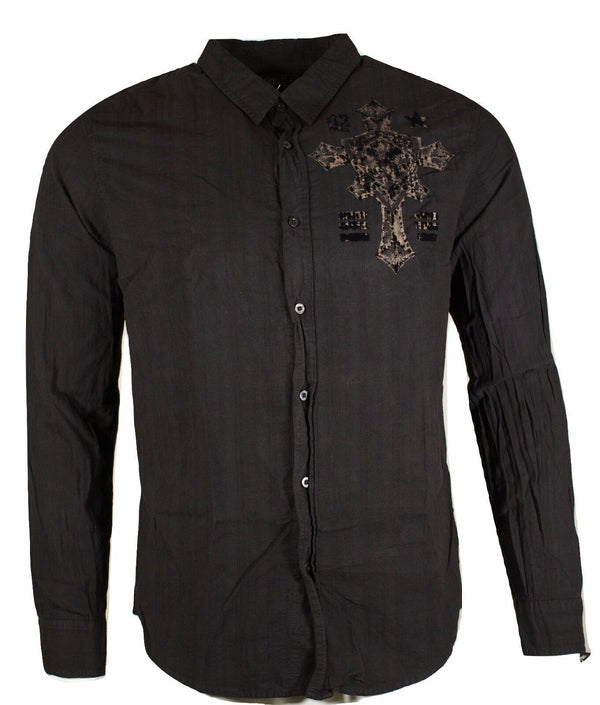 Xtreme Couture By Affliction Men's Button Down Shirt ROYALTY REV WING Black