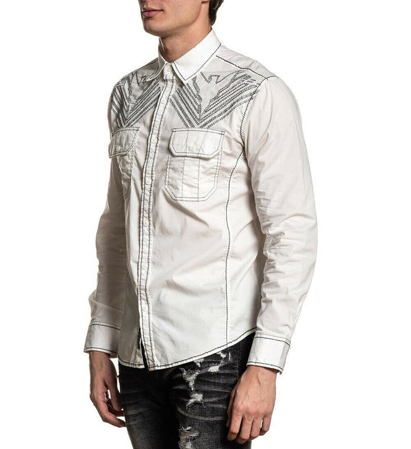 AMERICAN FIGHTER Men's Button Down Shirt EXISTANCE