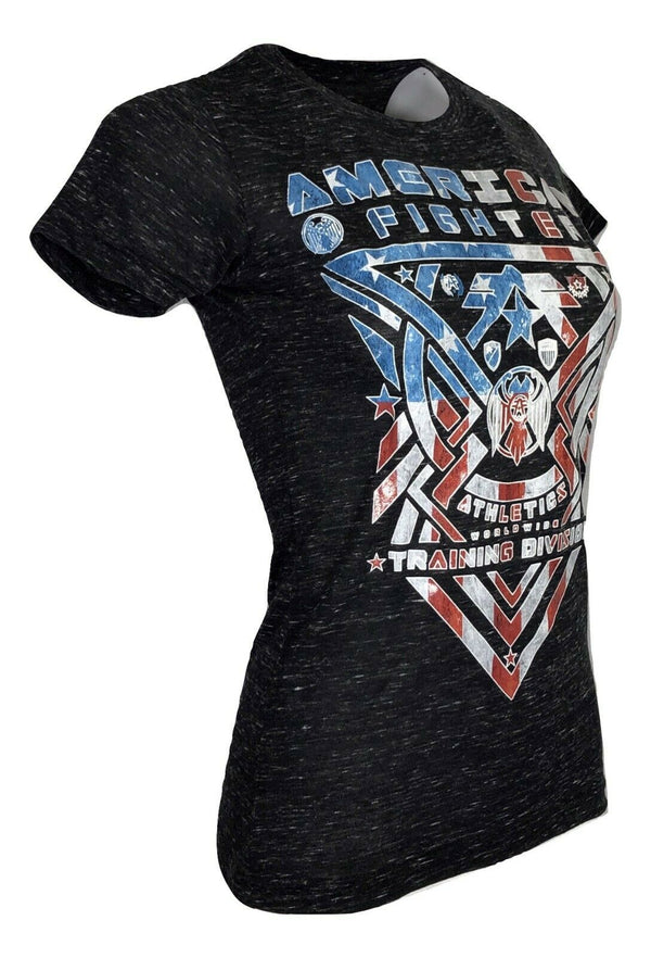 AMERICAN FIGHTER Womens T-Shirt GALESVILLE Athletic Black Biker Gym MMA  25A