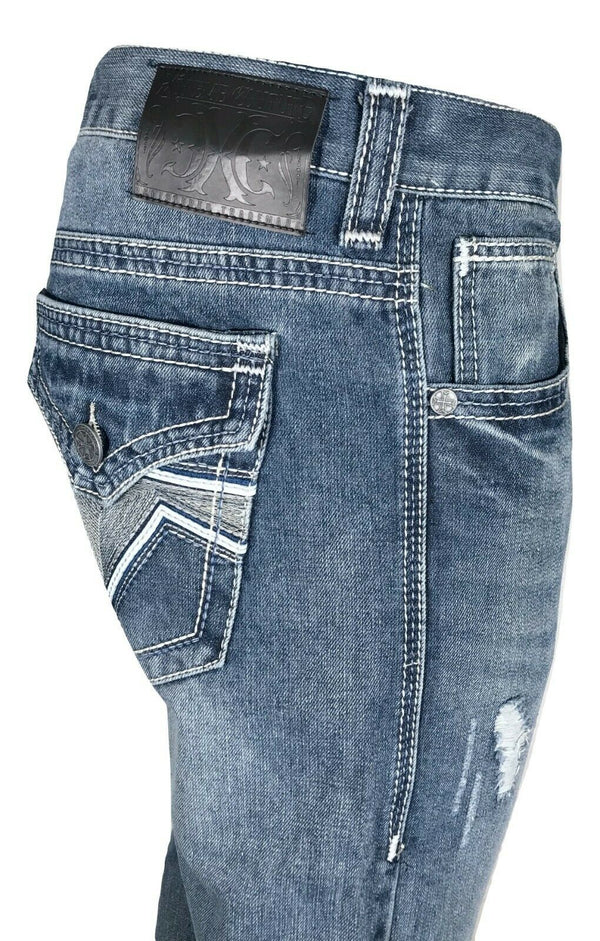 XTREME COUTURE by AFFLICTION Men's Denim Jeans NEWPORT Medium Wash Embroidered