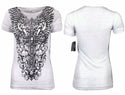AFFLICTION Womens T-Shirt LOREILEI Athletic WHITE Biker Gym MMA