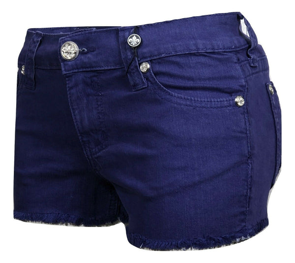 Affliction Women's Denim Shorts VIKI IRIS ROYAL BLUSHSHORT Denim Biker