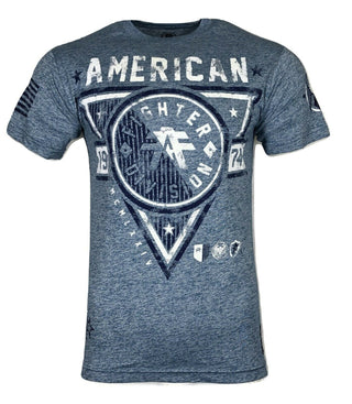 AMERICAN FIGHTER Mens T-Shirt SIENA HIGHTS Athletic Biker Gym Blue S-3XL 32A