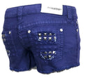 Affliction Women's Denim Shorts VIKI IRIS ROYAL BLUSHSHORT Denim Biker