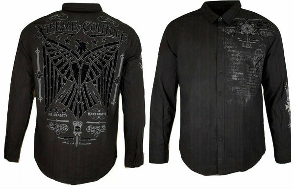 Xtreme Couture AFFLICTION Mens BUTTON DOWN Shirt CONNECT WING MMA GYM Roar
