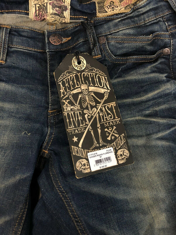 AFFLICTION Women's Denim Jeans GINGER RISING FLORENC Embroidered