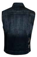 Affliction Premium JUST RIGHT Men's Denim Biker Vest Blue